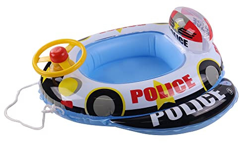 BLUE SKY - Bateau Police - Gonflable - 069631 - Blanc - Plastique - 75 cm x 70 cm - Jouet Enfant - Bouée - Piscine - Jeu de Plein Air - À Partir de 3 Ans