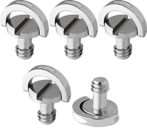 1/4 Camera Screws, D-Ring Hinged Screw Quick Release Plate Camera Fixing Screw D Shaft for Tripod Mounting, Monopod, Qr Plate (5 Pack)