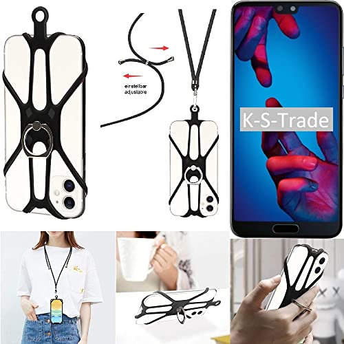 K-S-Trade Collana per Huawei P20 3in1 Catena di Telefonia Mobile Banda Collana Compatibile con Smartphone Compatibile con Huawei P20 Squillo del Cellulare Girocollo Tracolla Cordoncino Supporto