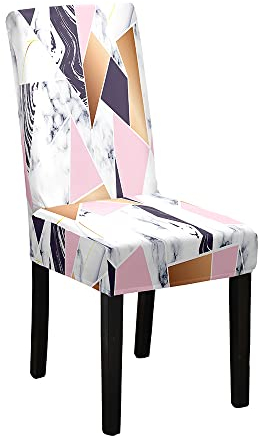 Marmor Stuhlhussen 1er/4er/6er/10er Set Stretch Stuhlbezug für Esszimmerstühle, Waschbarer Stuhlhussen Schwingstühle Stuhlüberzug für Haus Hotel Hochzeit Partys Dekor (4er Set,Geometrie)