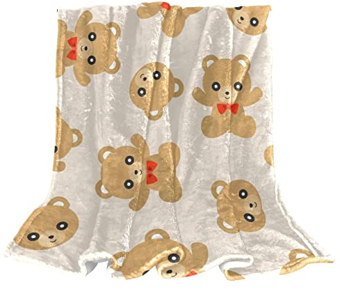 Fleece-Überwurfdecke, niedlicher Teddybär für Couch, leicht, flauschig, Plüsch