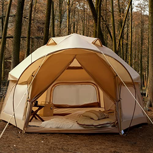 ADITAM Campingzelt, Integriertes Hexagon-Zelt Outdoor-Camping Bionic Design Großraum-Campingzelt Sonnenschutz Instant-Kabinenzelt für 3-5 Personen (A) Double The Comfort