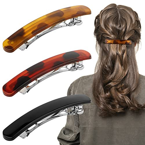 ATODEN Lot de 3 barrettes à cheveux rétro sans plis de 9 cm pour cheveux fins, courts, moyens et épais en écaille de tortue
