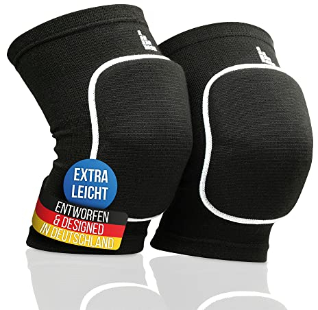 LAUTER SCHUTZ ® ULTRALIGHT Knieschoner - atmungsaktiv, dehnbar, weich - [Hallensport und outdoor] Mit Kniescheibenpolster für Handball, Volleyball, Mountainbiking & mehr.. (Schwarz, XL)