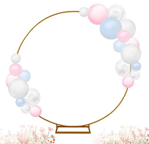 Rund Backdrop-Ständer, 6 Größen Gold Metall Ballonbogen-Ständer Kreis Blumenbogen Rahmen Gartenlauben Für Innen Und Außen Party Dekorationen,2.4m