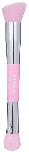 Foundation Makeup Brush - Buffing, Blending, Highlight, Contouring. Contour Brush for use with Cream, Powder, Blush, Liquid Foundation, Concealer, Primer, Bronzer. Double Ended Make up Brush [Pink]