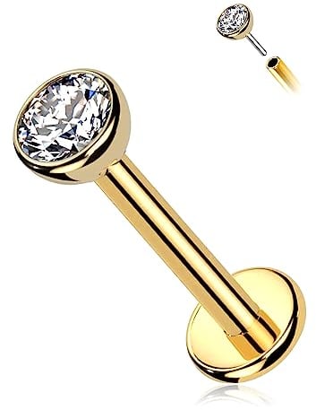 Melighting Helix Piercing Schmuck aus 14 Karätigem Gold 16G Cartilage Studs Labret Bar Titan Threadless Labret Piercings Opal Conch Ohrringe Tragus Piercings Schmuck mit Zirkonia 3mm