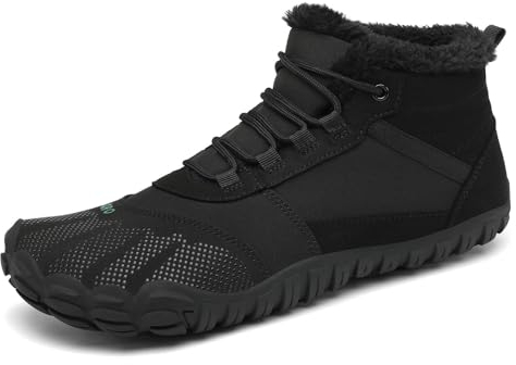 SAGUARO Winter Barfußschuhe Herren Barfuss Schuhe Damen Winter Gefüttert Winterschuhe Wasserabweisend Winterstiefel Winterboots Schneeschuhe Schwarz, Gr.47