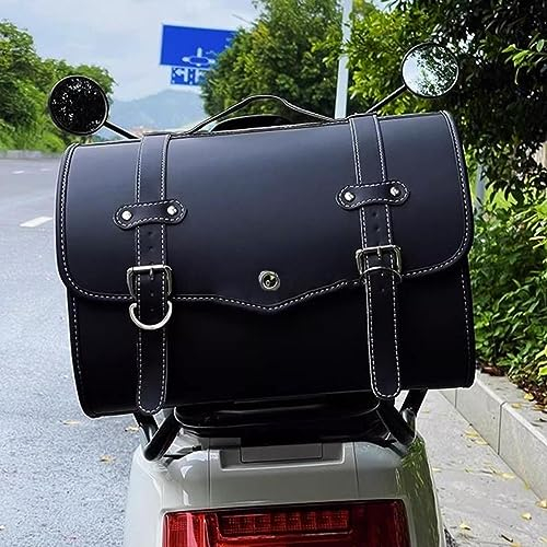 NILZA Topcase Motorrad Kofferraum Heckbox PU Leder Motorradkoffer Helmkoffer Helm Gepäckaufbewahrung Top Case Universal Roller Koffer Helmtasche 38L Kapazität (Color : B)