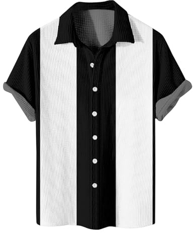 Rosennie T Shirts Männer Slim Fit T-Shirt Herren Langarmshirt Herren Baumwolle Revers Palm Druck Sommerhemd Kurzarm Lustige T Shirts Basic Strandhemd Mit Knopfleiste Herren Hemd (Weiß, 6XL)