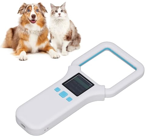 Bewinner RFID Chiplesegerät für Tiere - 134,2 kHz 125 kHz Handheld Tierchip Lesegerät mit 1,44 TFT Bildschirm und Summer, Katzenklappe mit Chiperkennung EMID FDX-B (ISO 11784/85)
