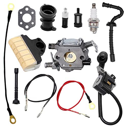 Hoypeyfiy WT-286 Carburetor Carb Kit for Chainsaw with 1123 160 1650 Air Filter Ignition Coil Spark Plug Fuel Line Tune Up Kit Replacement for Stihl MS210 MS230 MS250 021 023 025 Chainsaw