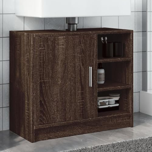 848135 Armoire de lavabo marron aspect chêne 63 x 29 x 55 cm