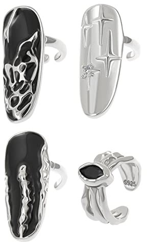 Ldabrye Unregelmäßige Muster Nagel Öffnung Einstellbare Fingernagel Punk Joint Nagel Dekoration Schmuck Finger Spitze Ringe