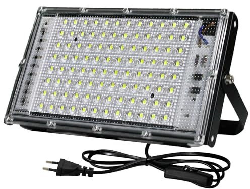 BOSITE Projecteur led Extérieur 100W, Spot LEDs Extérieur 6500K Blanc Froid, 10000LM Projecteur LED, IP66 étanche Eclairage Leds Pour Jardin Garage Cour Stade Usines Chemins