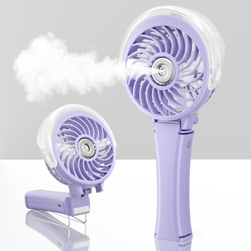 HandFan Upgraded Portable Handheld Misting Fan, Rechargeable Personal Mister-Fan, Battery Operated Spray Water Mist-Fans, Foldable Mini Cooling Hand Fans for Beach Travel Outdoors