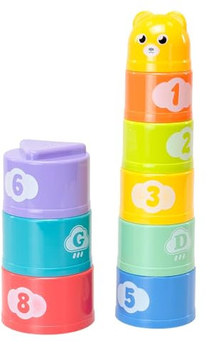 Little Lotus 9-Piece Stacking Toys - Baby Toys Stacking Cups for Early Learning Activity, Measure, Number & Alphabet Letter Recognition - Stacking toy for Baby, Toddler & Kids - Shape Design