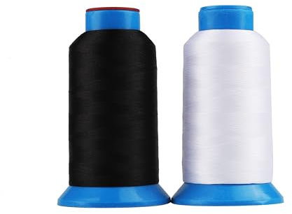 AMOHilos Polyester-Stickgarn 75D/2, 4000 Meter pro Spule (Schwarz oder Weiß (Schwarz und Weiß)