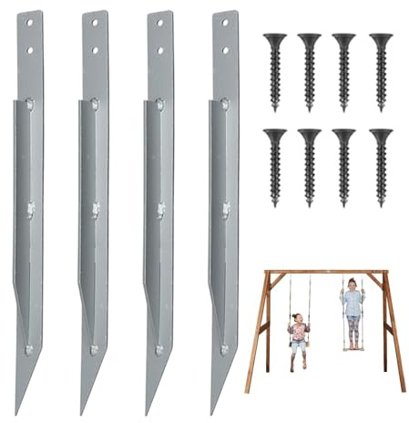 Swing Set Anchors, Metal Heavy Duty Ground Anchors with Screws, 44x3cm Secure Swing Base, Adorable High Wind Hardware Accessories Tie Down Trampoline Stake for Wooden Swings