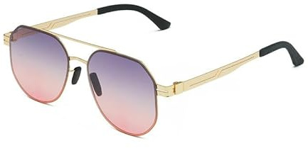 CHYDDU Sonnenbrille Krötenspiegel Schraublose Einteilige Sonnenbrille Herrenmode Nicht Stabile Brille-Goldrahmen Graue Pulverscheiben
