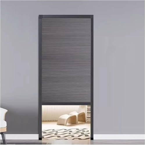 Puerta corredera plegable, puertas plegables interiores, puerta tipo acordeón, separador de ambientes, puerta opaca, sin taladrar, puertas plegables para armario,Black-22x80in(56x203cm)
