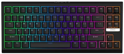 EPOMAKER G84 80% Clavier Mécanique Gaming RVB, Clavier sans Fil 2.4GHz/USB-C/BT, Programmable QMK/Via, Touches PBT Rétroéclairées, NKRO, Switches Hot-Swap pour Joueurs (Noir, Clear Switch)