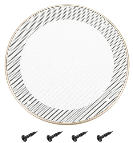 sourcing map Copertura in rete per altoparlanti da 12,7 cm, in metallo, per subwoofer, griglia protettiva con telaio in plastica ABS dorata, accessori audio per auto, con 4 viti, bianco