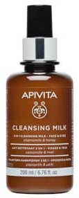 Apivita Latte Detergente 3 in 1 Viso e Occhi 200ml - Detergente Viso e Struccante - Detergente Viso Naturale con Miele e Camomilla - Deterge delicatamente, Rimuove Trucco e Impurità, Idrata