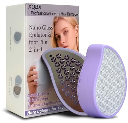 Exfoliante compacto 2 en 1 para depilación y pies, herramienta de cristal nanocristalino para una piel suave y rápida + lima de pies de microcuchillas de 195, sin desorden, ideal para gimnasio y