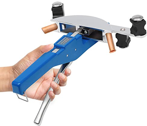 Curvatubi, 6 – 22 mm, piegatubi portatile, con sbavatrice e teste di piegatura, angolo di curvatura 90°, piegatubi può essere utilizzato per tubi in rame, tubi in alluminio (blu)