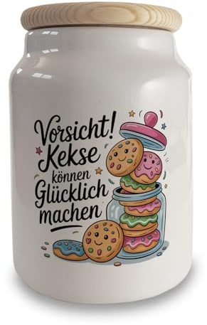 Glückkekse Keksdose Vorsicht Kekse können glücklich machen Witzige Spruchdose für Keksliebhaber