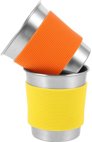 HAPINARY Lot de 2 Gobelets en Acier Inoxydable Jaunes et Orangés, Tasses Portables Simples, Légères et Solide, Adaptées Camping, Randonnée et Boissons Froides ou Chaudes en Plein Air