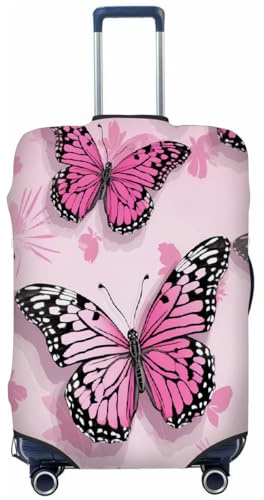 Ethebre Housse de protection élastique pour valise, résistante à la poussière, aux rayures et aux rayures, motif papillon rose, Motif papillon rose, XL for 29-32 In Suitcases