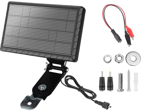 Panneau solaire amélioré 6 V 1,98 W pour mangeoire à cerfs, support de montage à angle réglable, étanche IP65, chargeur de batterie solaire avec pinces crocodiles et connecteur DC 5,5 × 2,1/3,5 × 1,35