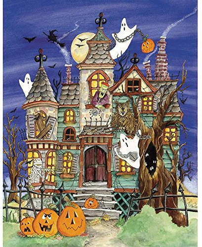 Vermont Christmas Company Haunted House Jigsaw Puzzle 1000 Piece - Large Halloween Puzzles for Adults & Family - Fully Interlocking & Randomly Shaped Pieces