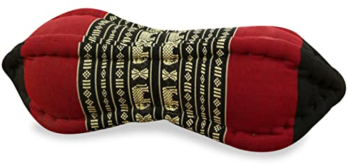 livasia Nackenstützkissen Papayakissen - Ø 13x43cm - Nackenkissen Papayaform, Sofakissen, Lesekissen mit Kapok, Kissen für Garten und Balkon, Reisekissen handgefertigt (Schwarz/Elefanten)