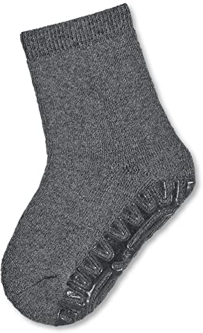 Sterntaler Fli Fli SOFT uni - Unisex Fliesen Flitzer - warme Kinder Stoppersocken mit Innenfrottee - elastische, hautsympathische Kinder Strümpfe mit Anti-Rutsch-Sohle, anthrazit melange, Größe 34