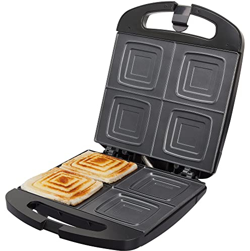 Jata SW546 Sandwichera con Placas Antiadherentes, 4 sándwiches enteros XXL, Sellado perfecto, Tostado rápido y uniforme, 1500 W, Fácil limpieza, Almacenaje vertical