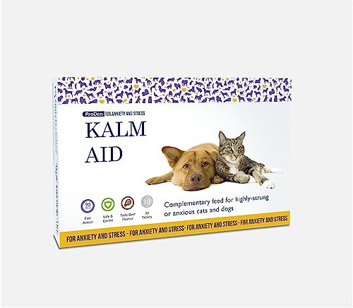 KalmAid for Cats & Dogs – Anxiety & Stress Relief | Natural Calming Supplement for Vet Visits, Travel, & Behavioral Support (30 Tabs)