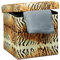 Relaxdays Faltbarer Sitzhocker 38 cm stabiler Sitzwürfel mit trendigen Motiven als praktische Ablage als Sitzwürfel mit bedrucktem Kunstleder als Aufbewahrungsbox mit Stauraum und Deckel, Tiger gelb
