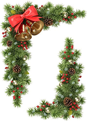 Christmas Window Stickers - A set of 2 Small Fir Cone and Bell Christmas Window Clings - Colour Christmas Window Decorations