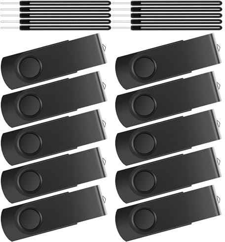 Lot de 10 1Go Clé USB Pas Cher Créatif Rotatif Mémoire Flash(Noir)