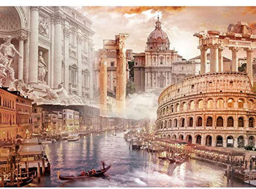 Runa Art Fototapete Italien Rom Venedig 352 x 250 cm Vlies Tapeten XXL Moderne Wandtapete Wohnzimmer Schlafzimmer Braun 9461011a