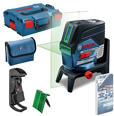 Bosch Professional 12V System Kreuzlinienlaser GCL 2-50 CG (Ohne Akku und Ladegerät, grüner Laser, Innenbereich, mit App-Funktion und Halterung, sichtbarer Arbeitsbereich: bis 20 m, in L-BOXX)