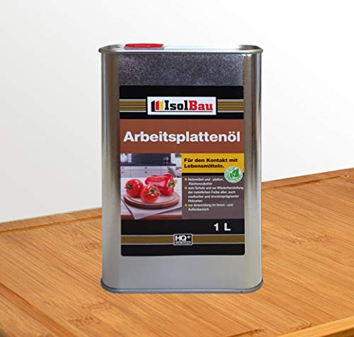 Isolbau Arbeitsplatten-Öl - 1 Liter Holzöl für Holzmöbel- und Platten, für Kontakt mit Lebensmitteln geeignet