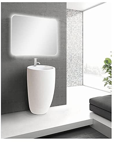 MOB-IN Lavabo Colonne Totem Céramique Blanche H85 Boston