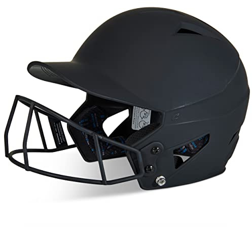 CHAMPRO womens Rise Fastpitch and Matte Finish HX Softball Batting Helmet with Facemask, Black, Large US