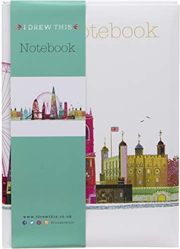 Maturi A5-Notizbuch mit gepolstertem Einband, London Skyline-Design mit Goldfoliendetails und glänzender Oberfläche, mehrfarbig