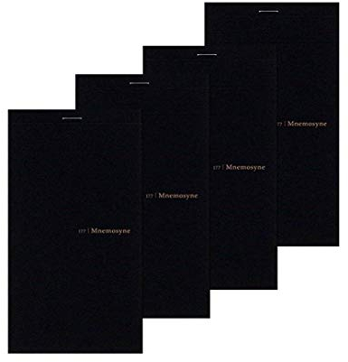 Maruman MNEMOSYNE Notizblock, 17,8 x 9,9 cm, doppelte Perforation, 5 mm kariert, 50 Blatt (N177A) 4er-Pack