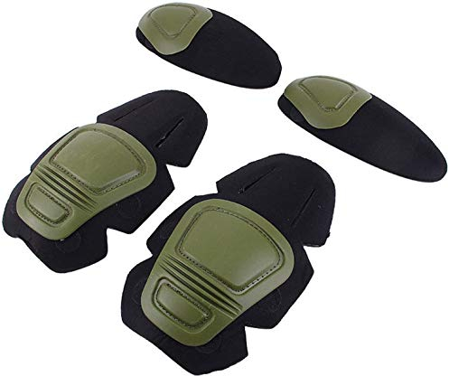 ATAIRSOFT Taktische Militär Paintball Ellbogenschützer Knieschützer Knieschoner Set Airsoft Kampfschutz Sicherheits-Gang (OD)